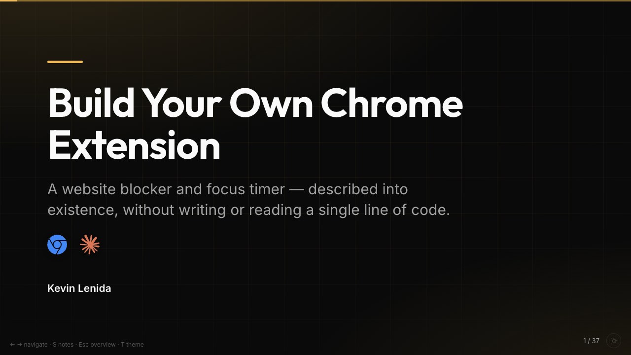 Title slide: Build Your Own Chrome Extension